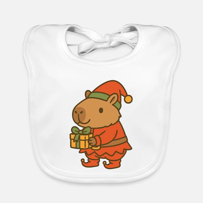 ✨ Christmas gnome Capybara with gift 🎁 Organic Baby Bibs