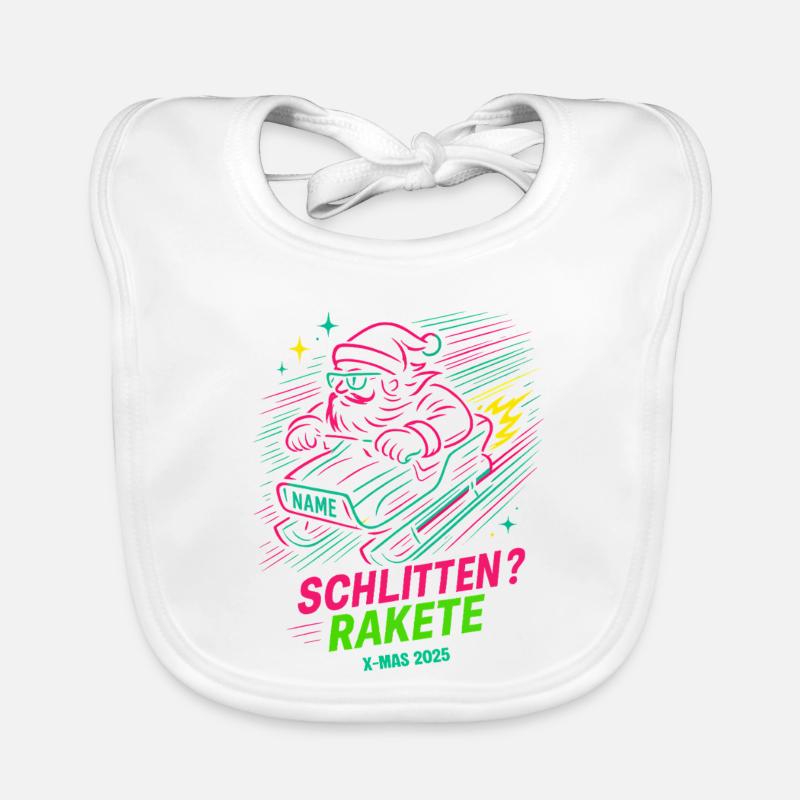 Neon Weihnachtsmann Snowboard Rakete Santa Baby Bio-Lätzchen