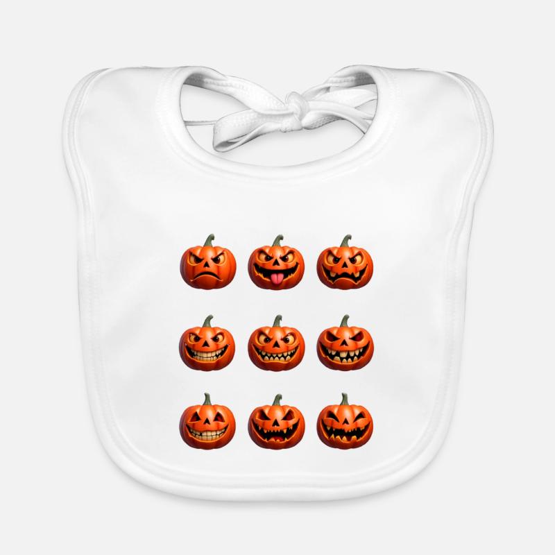 Halloween Pumpkin Faces Pattern Organic Baby Bibs