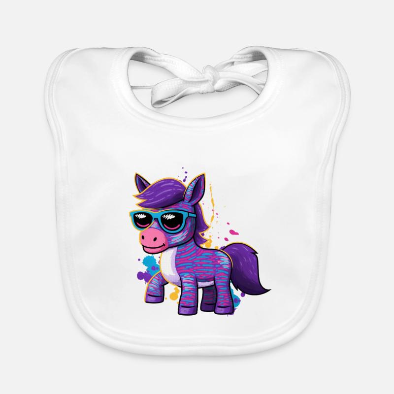 Cavalier poney cheval coloré Bavoir bio Bébé