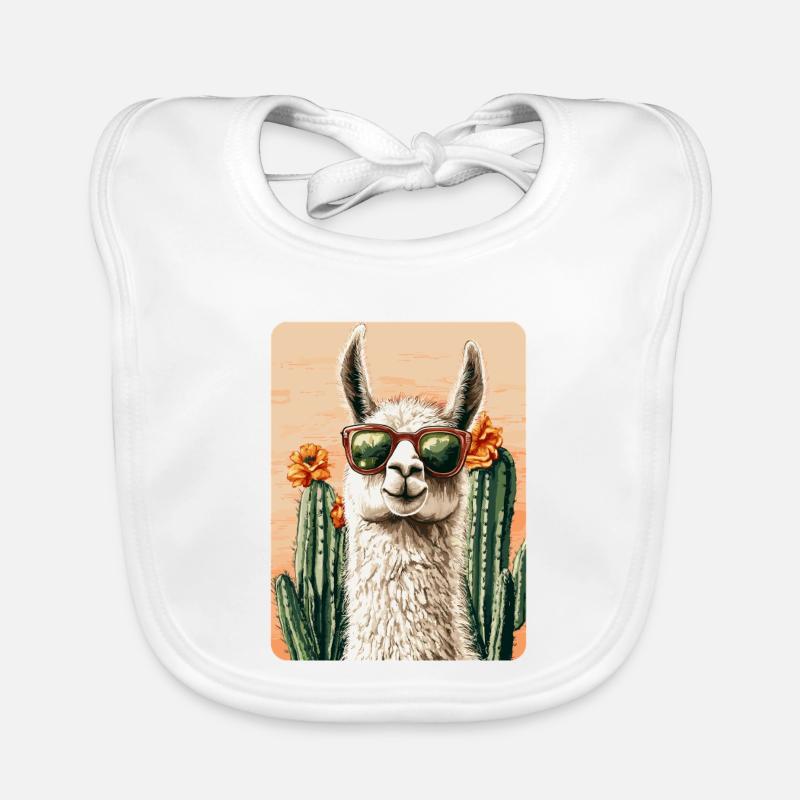 lama - Bavoir bio Bébé - blanc