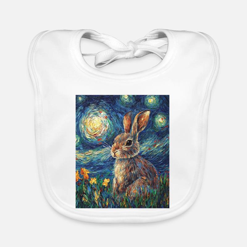 Bunny Rabbit Bunny Van Gogh Style Starry Night Organic Baby Bibs