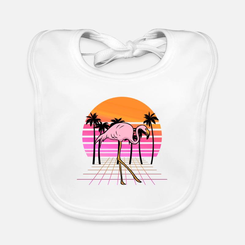 Flamingo Neon Sunset Rétro Bavoir bio Bébé