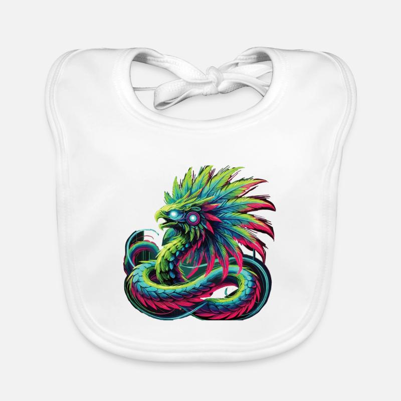 Azteken Drache - Baby Bio-Lätzchen - Weiß