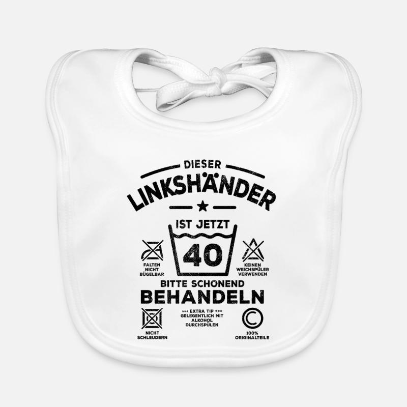 Treating Left-Handers Gently - 40th Birthday Organic Baby Bibs