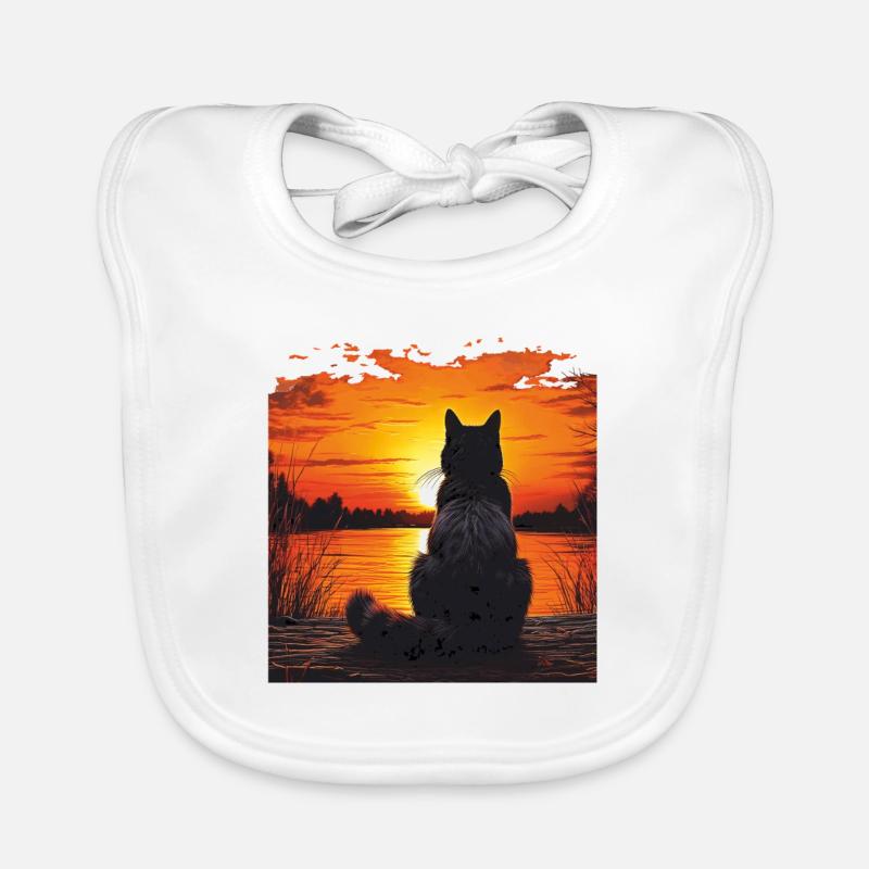 COUCHER DE SOLEIL CHAT Bavoir bio Bébé