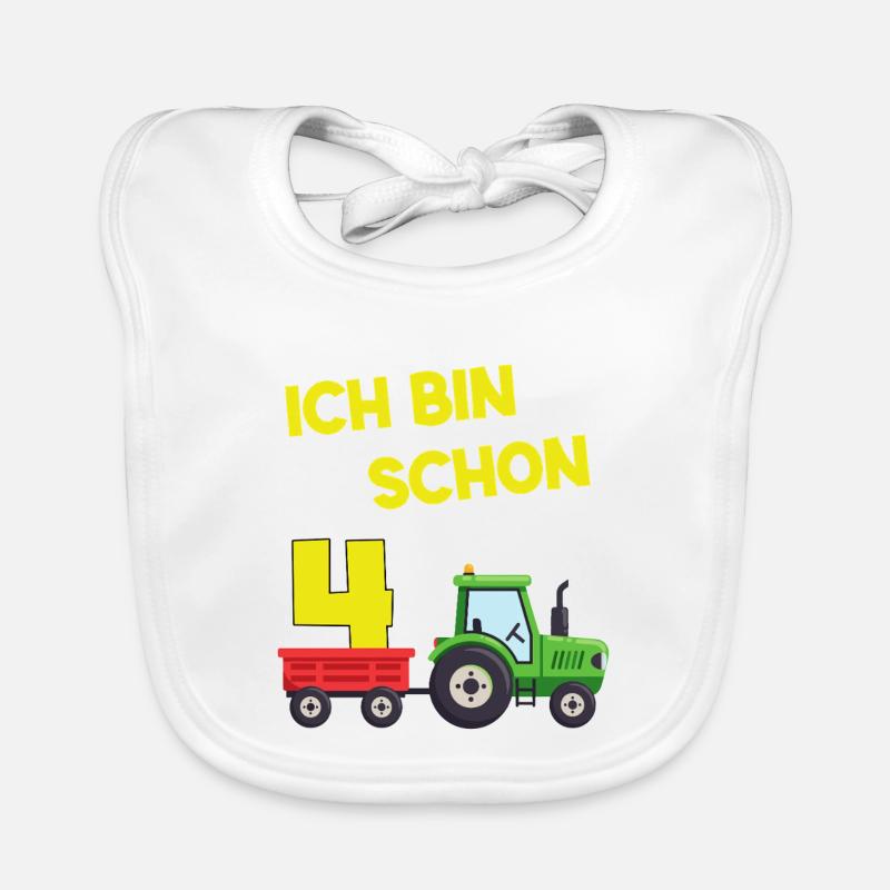 Ich Bin Schon 4 Traktor 4 Jahre Alt Geburtstag  Baby Bio-Lätzchen