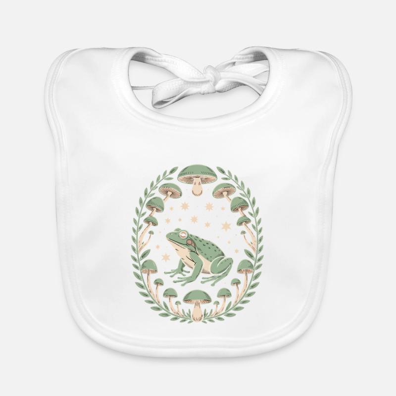 Frosch Und Pilze Mit Sternenhimmel Design - Baby Bio-Lätzchen - Weiß