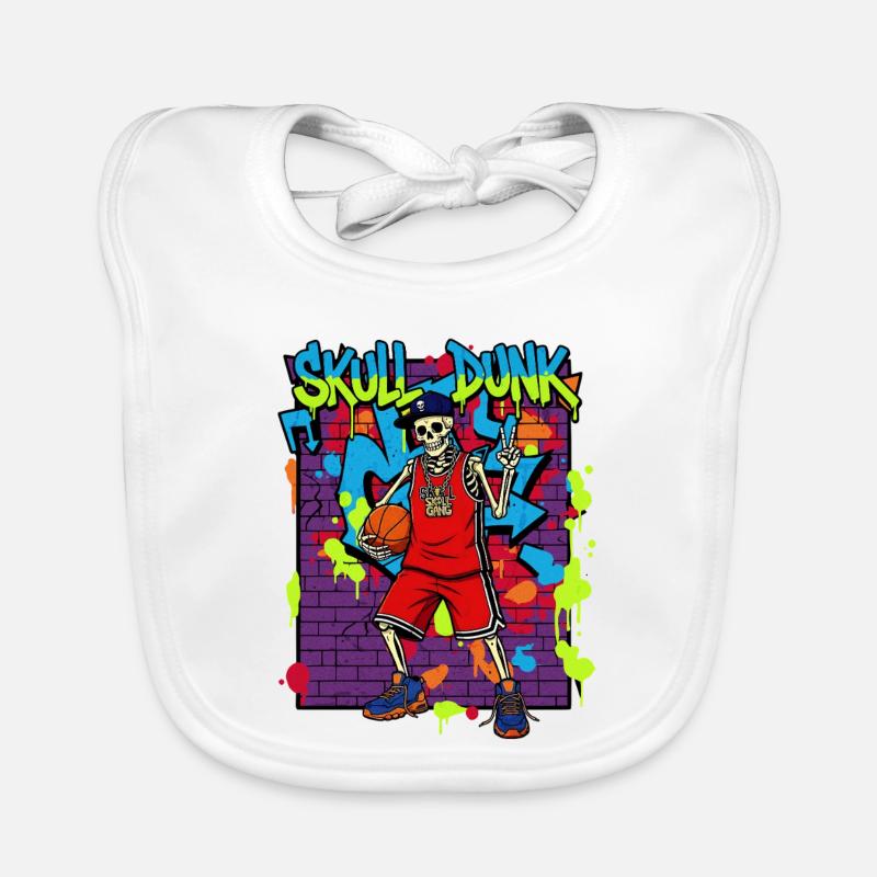 Skull Dunk – Skeleton Basketball Graffiti 90s Organic Baby Bibs