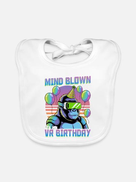 Birthday Gamer VR - Organic Baby Bibs - white - Front