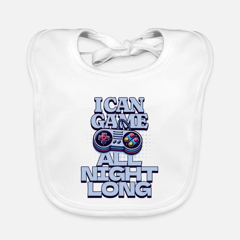 I Can Game All Night Long Retro Gaming Baby Bio-Lätzchen