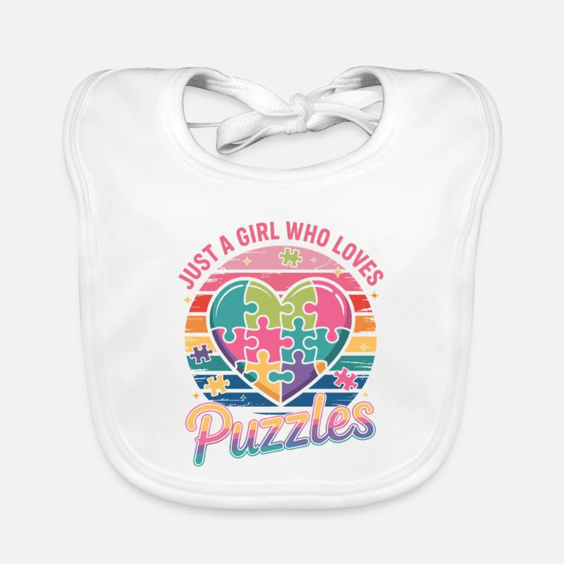 Mädchen liebt Puzzles Herz Regenbogen Baby Bio-Lätzchen
