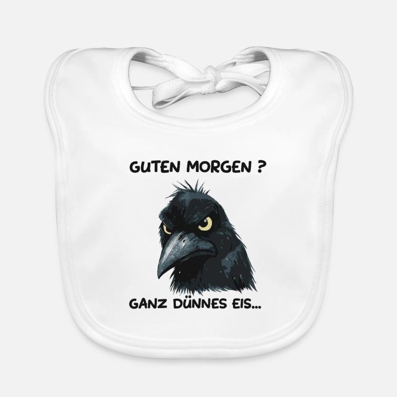 Rabe mit Warnung: Ganz dünnes Eis - Baby Bio-Lätzchen - Weiß