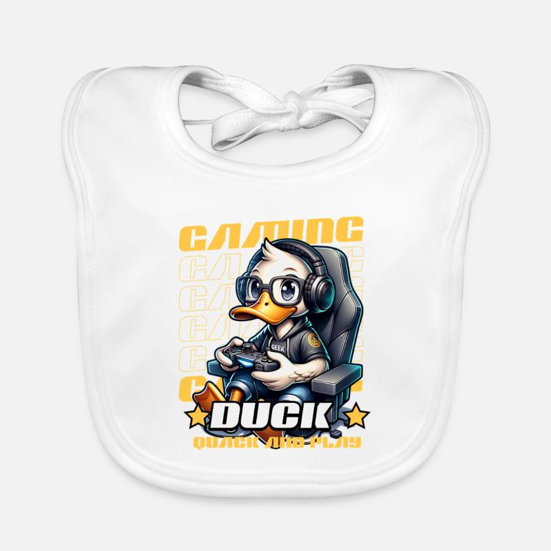 Duck in gaming style Organic Baby Bibs
