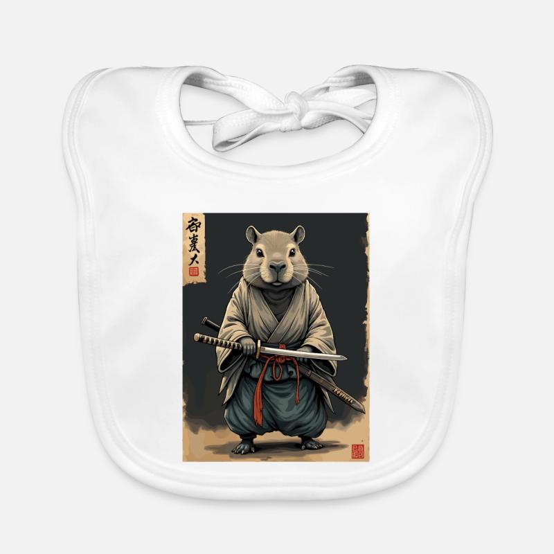Samouraï Cappibara avec Katana Bavoir bio Bébé