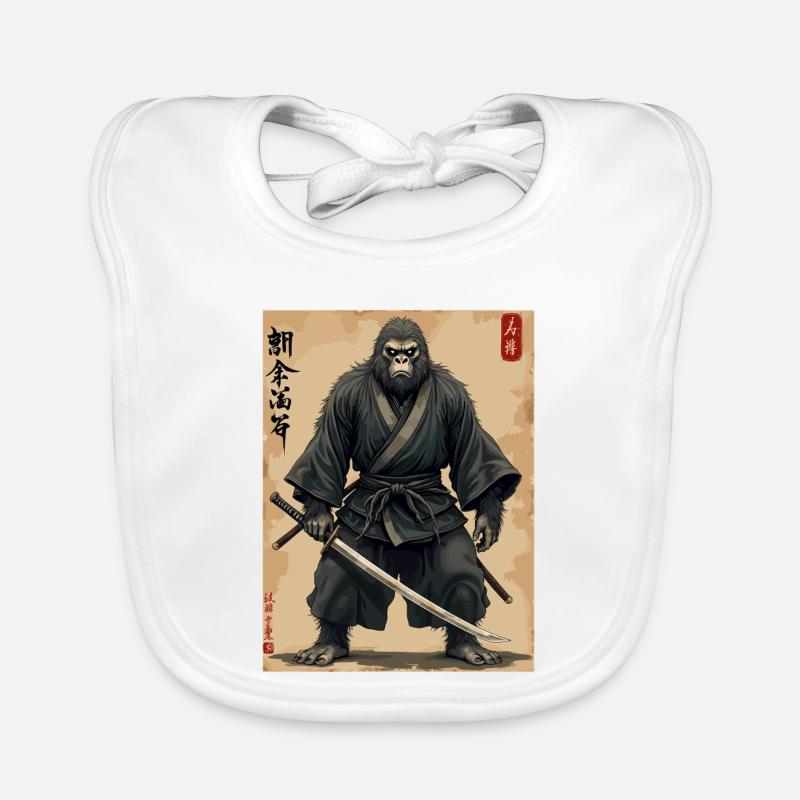 Gorille Samouraï avec Katana Bavoir bio Bébé