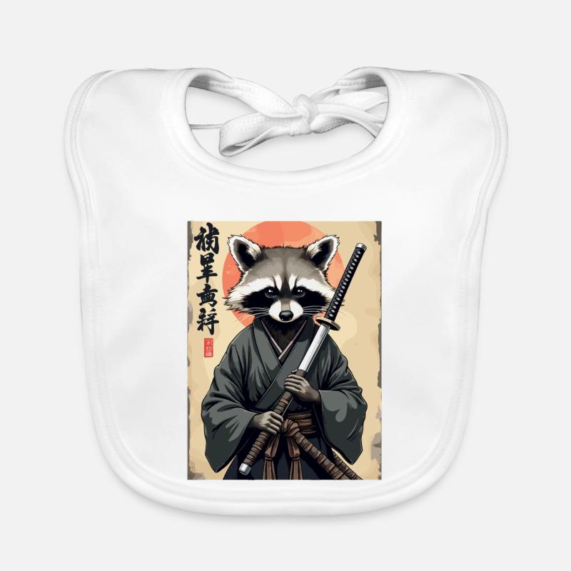 Waschbär Samurai im Kimono Baby Bio-Lätzchen