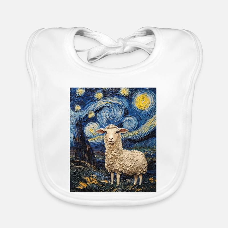 Sheep Van Gogh Style Starry Night Organic Baby Bibs