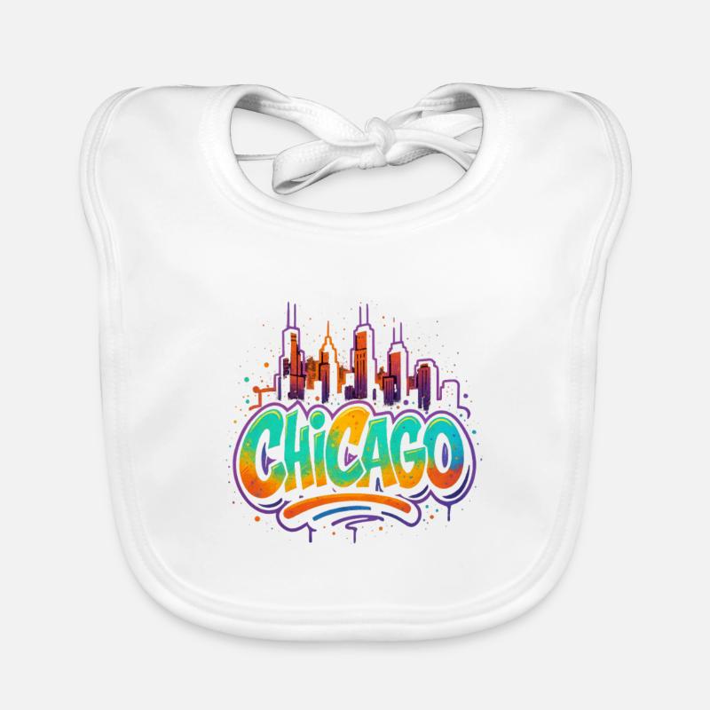 Silhouette du graffiti de Chicago Bavoir bio Bébé