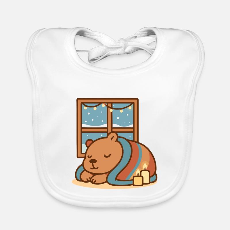 Capybara kuschelt sich im Winter ein Baby Bio-Lätzchen
