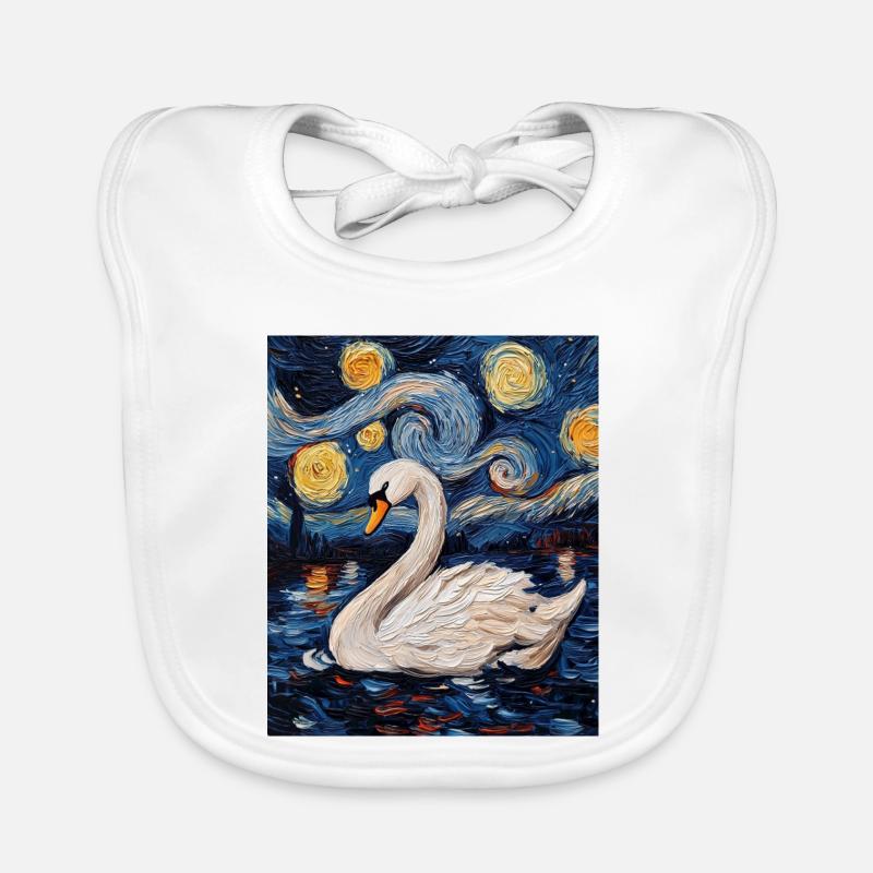 Schwan Vogel Van Gogh Style Baby Bio-Lätzchen