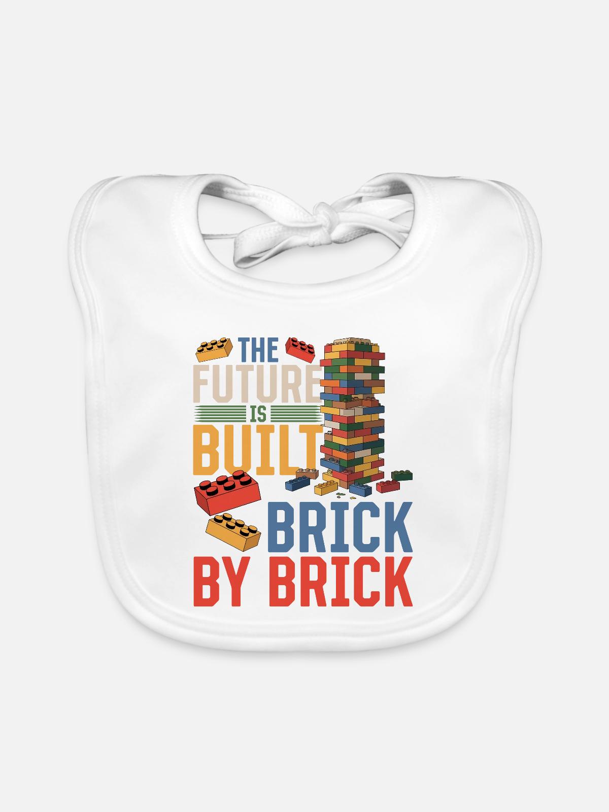 Building Blocks Kids Brick Builder - Baby Bio-Lätzchen - Weiß - Vorne