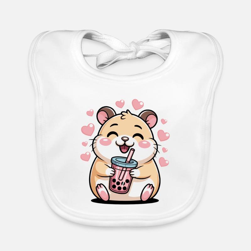 Kawaii Bubble Tee Hamster Boba Tee Baby Bio-Lätzchen