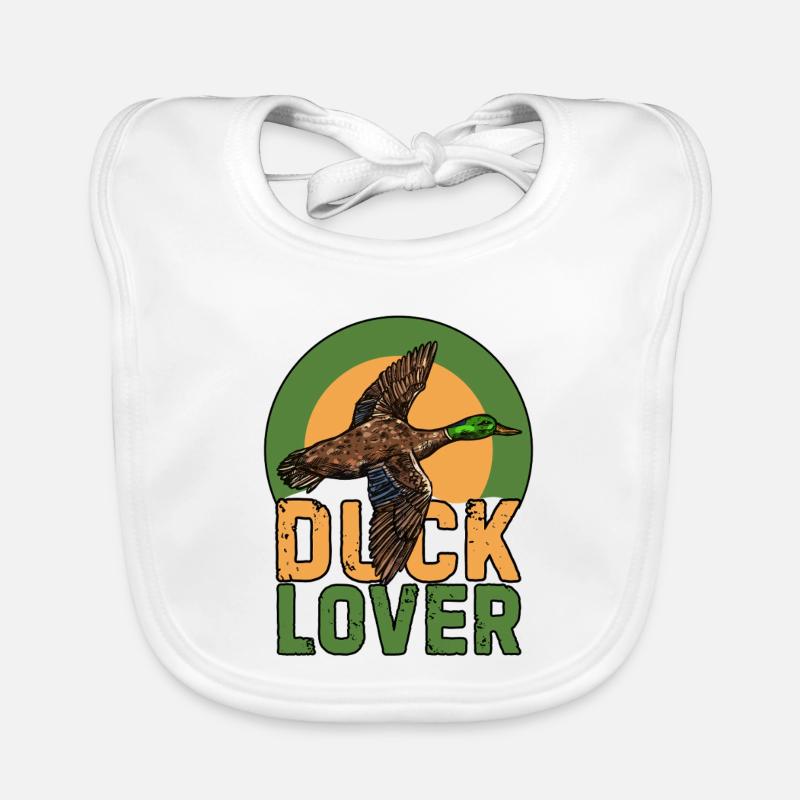 Amoureux des canards : Vert colvert volant Graphique Bavoir bio Bébé