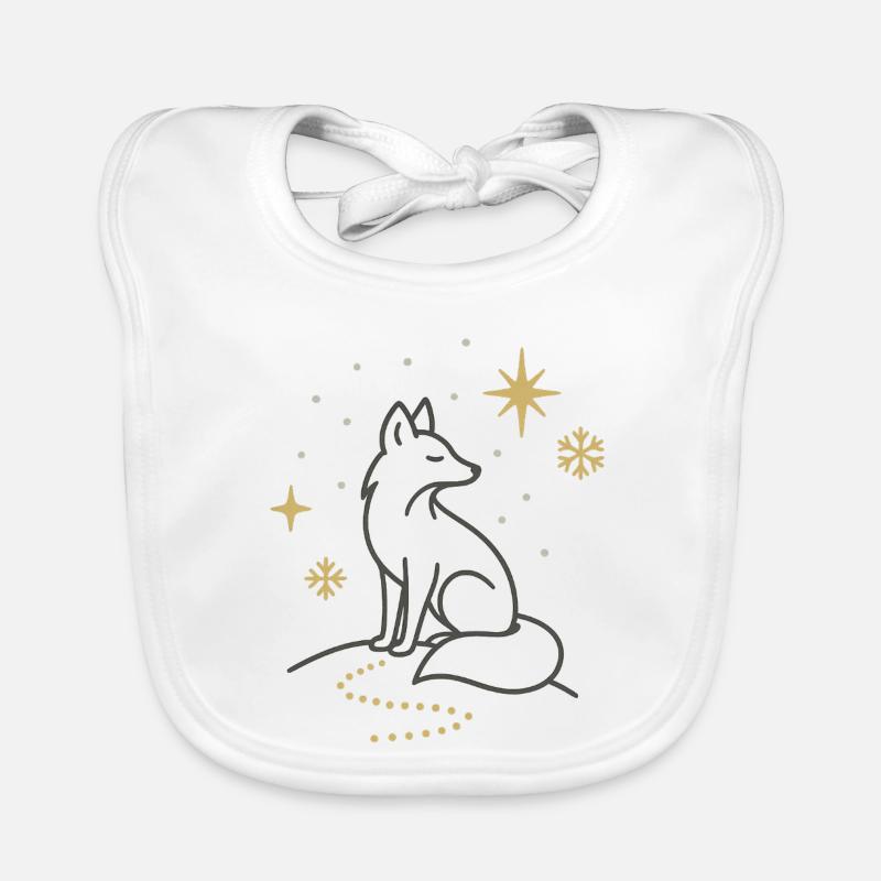 Moon wolf silhouette with stars Organic Baby Bibs