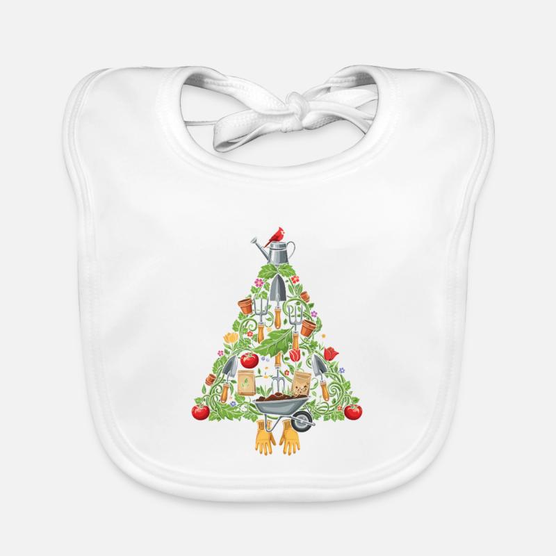 Garden Tool Triangle Design Christmas Tree Organic Baby Bibs
