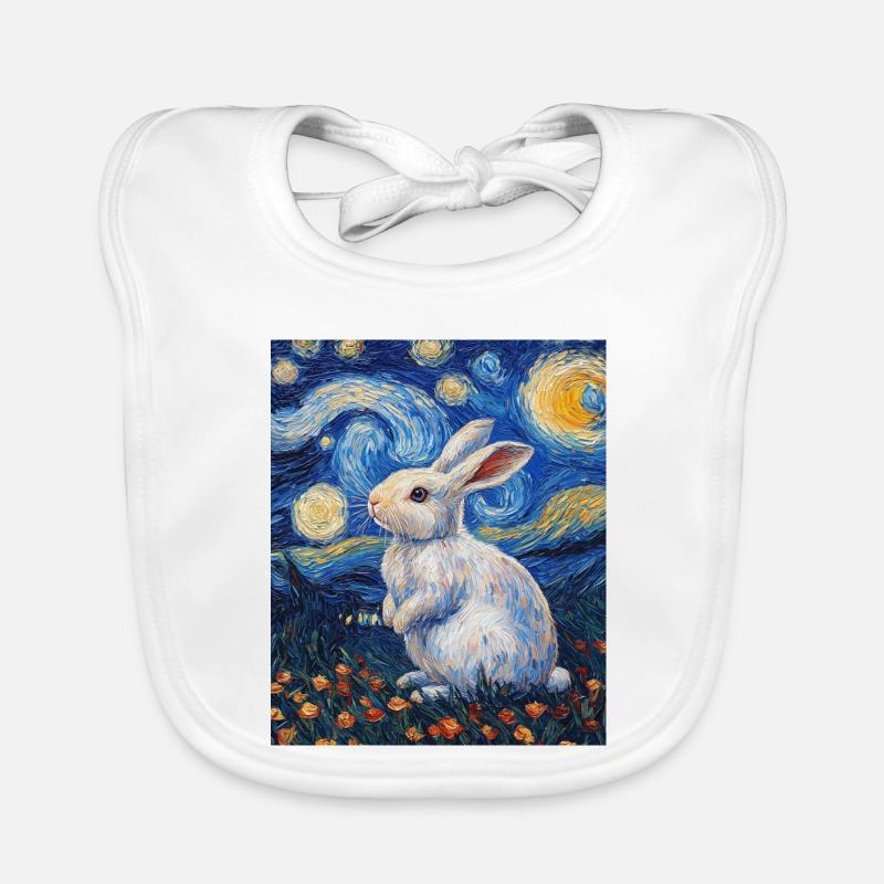 Rabbit Van Gogh Style Starry Night Organic Baby Bibs