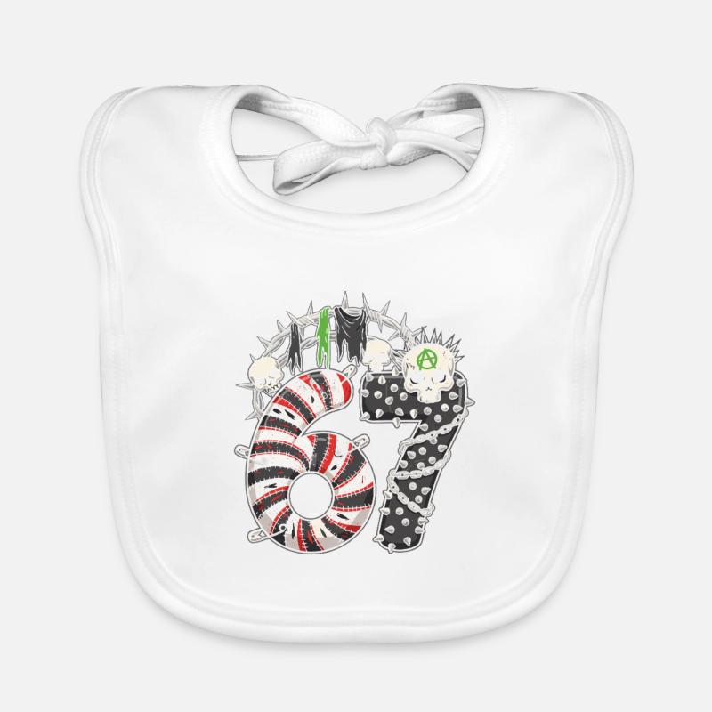67 Gothic Zahl mit Schädeln Dornenkette Baby Bio-Lätzchen