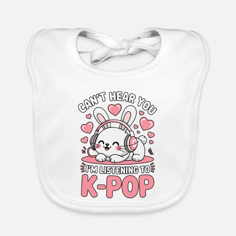 K-Pop Bunny mit Kopfhörern Baby Bio-Lätzchen