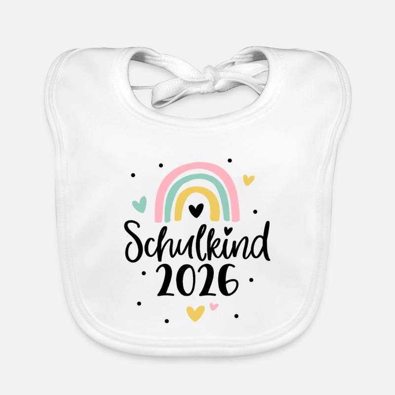 Schulkind 2026 Regenbogen Herz Einschulung Baby Bio-Lätzchen
