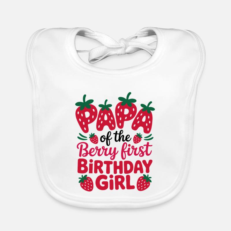 Beerengeburtstag Mädchen - Baby Bio-Lätzchen - Weiß