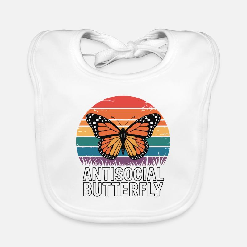 Papillon antisocial - Retro Schmetterling Bavoir bio Bébé