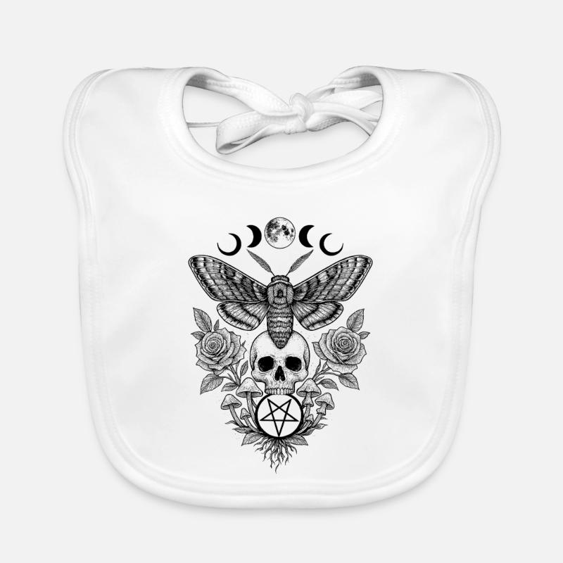 Moth Moth Moon Phases Skull Occultism Mystical Organic Baby Bibs