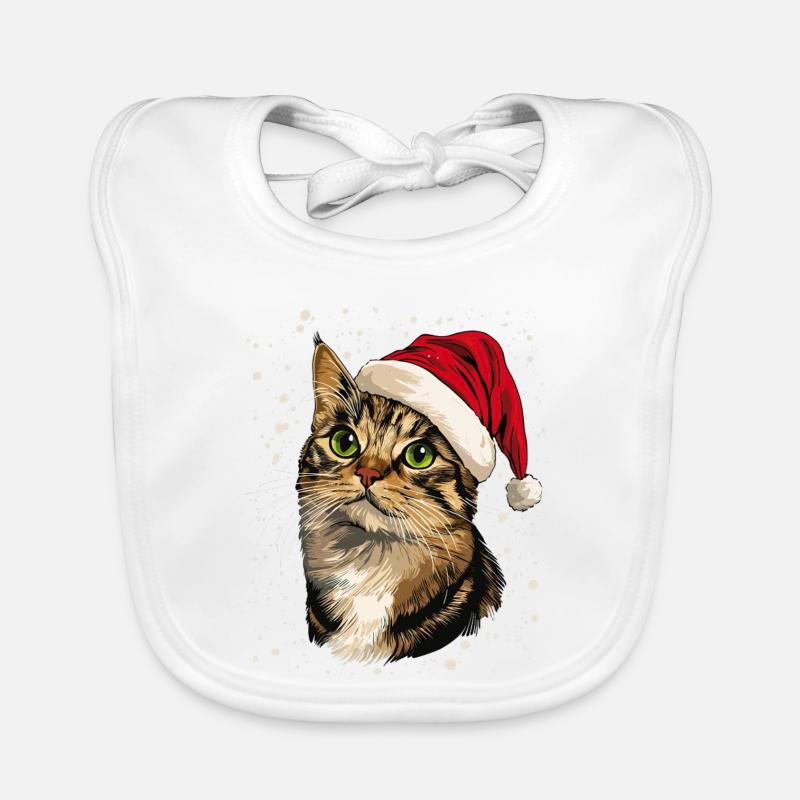 Cat Christmas Winter Hat Snow Winter Organic Baby Bibs