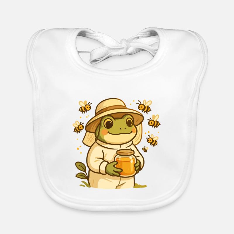 Imker Frosch mit Honigglas – Bee Frog Baby Bio-Lätzchen