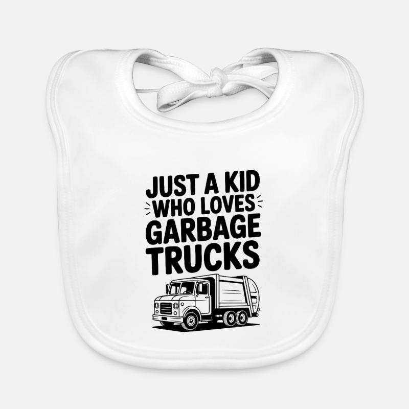 Just a Kid Who Loves Garbage Trucks Organic Baby Bibs