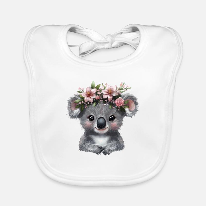 Koala mit Blütenkrone Illustration Baby Bio-Lätzchen