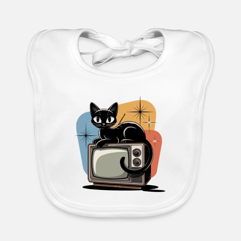 Atomique ère rétro chat vintage TV 50s 60s Bavoir bio Bébé