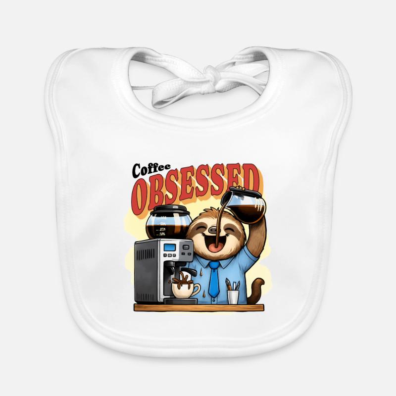 Coffee Obsessed Sloth Caffeine Organic Baby Bibs