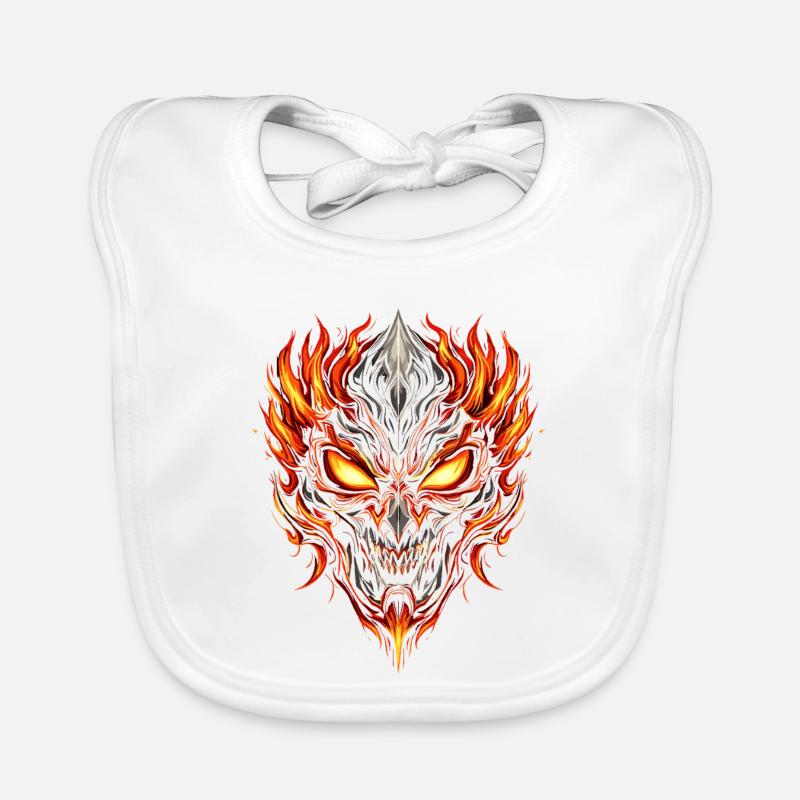 Fire Demon Mask Flame Cult Organic Baby Bibs