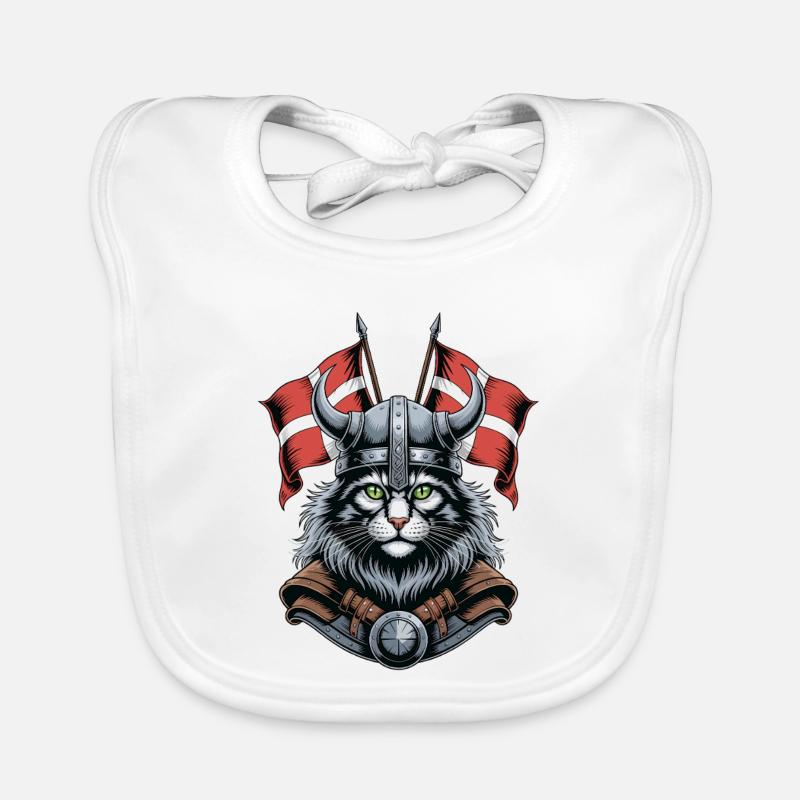 Viking Cat with Helmet Organic Baby Bibs