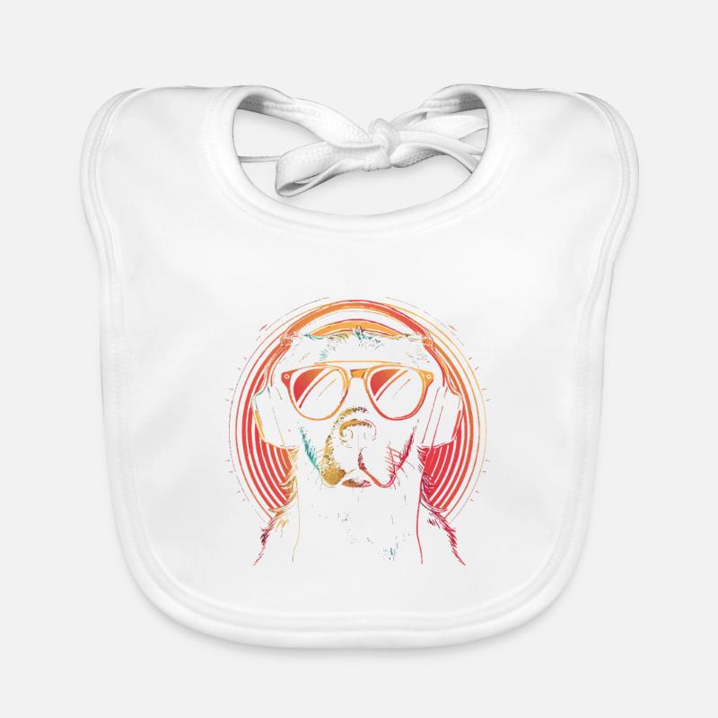 Neon Hund mit Sonnenbrille und Kopfhörern Baby Bio-Lätzchen
