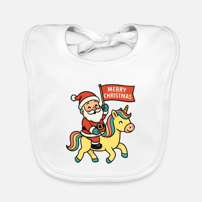 Süßer Weihnachtsmann reitet Einhorn Merry Christma Baby Bio-Lätzchen