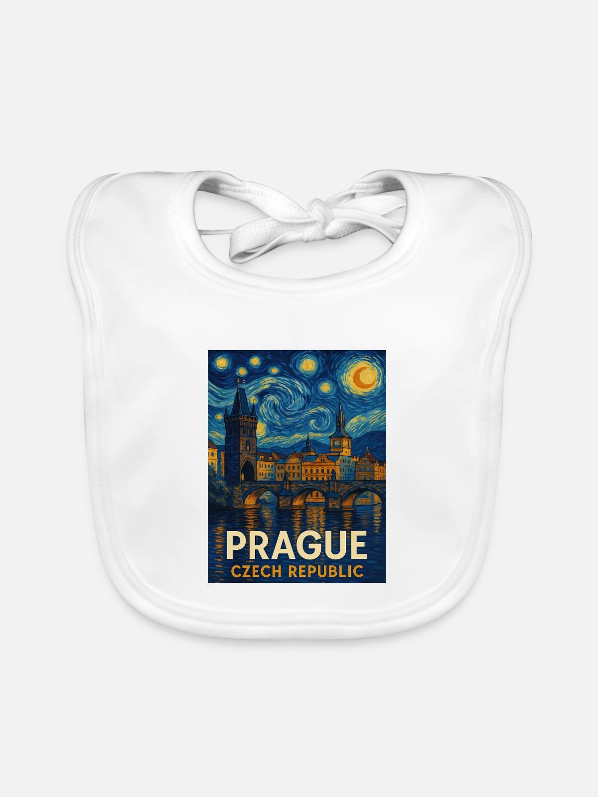 Prag Tschechien - Baby Bio-Lätzchen - Weiß - Vorne