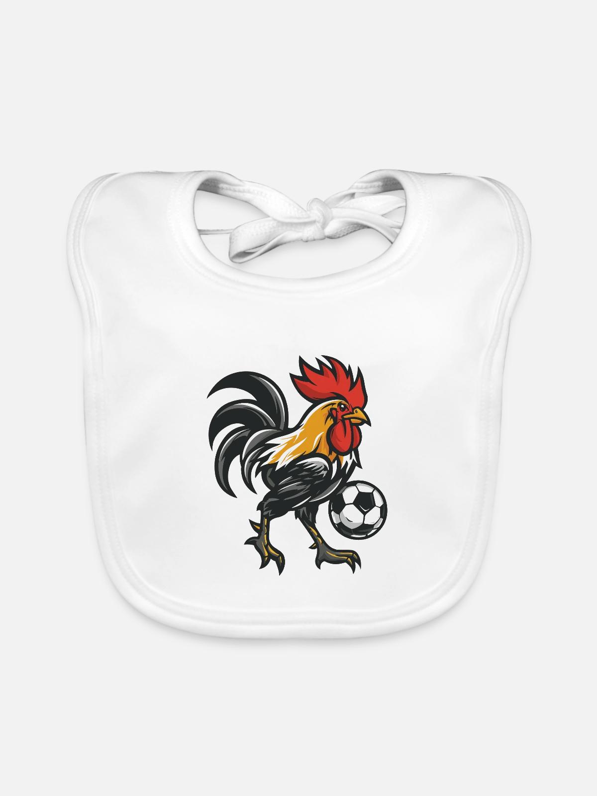 Kickerhahn Maskottchen - Baby Bio-Lätzchen - Weiß - Vorne
