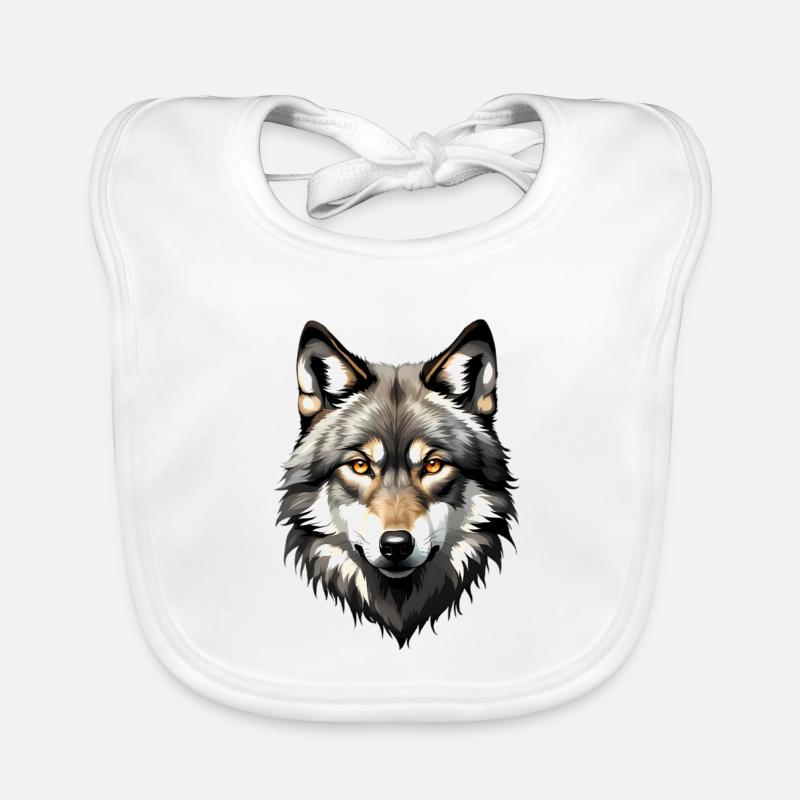 Wolfskopf Portrait Baby Bio-Lätzchen
